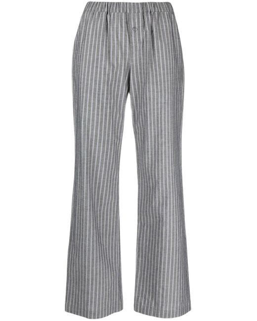Paloma Wool Gray Striped Organic-Cotton Trousers