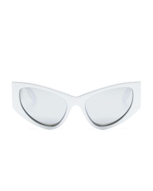 Balenciaga White Logo-print D-frame Sunglasses