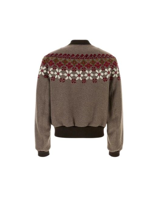 Dries Van Noten Brown Valtor Fair Isle Bomber Jacket for men