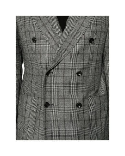 Tagliatore Gray Check-Pattern Double-Breasted Suit for men