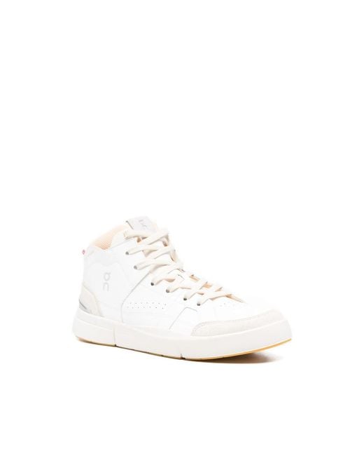 On Shoes White Roger Clubhouse Mid Lace-Up Sneakers