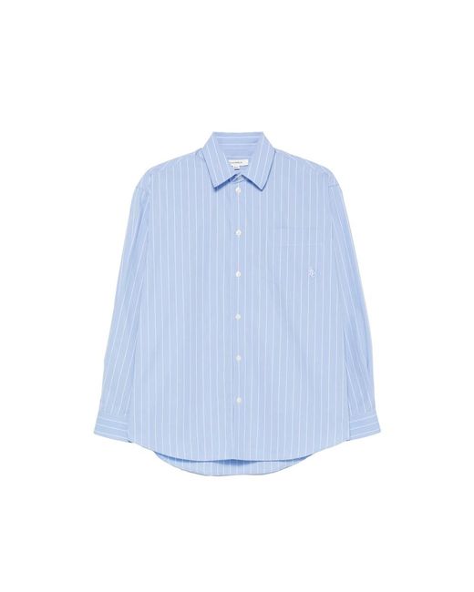 Sporty & Rich Blue Striped Cotton Shirt