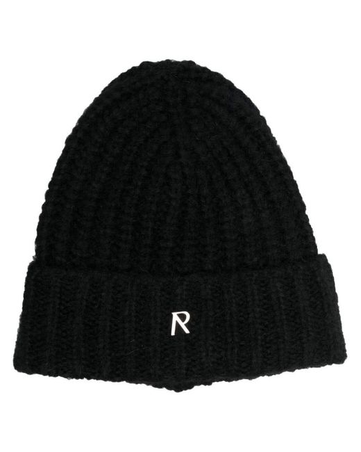 Represent Black Logo-plaque Rib-knit Beanie for men