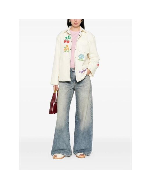 SUSANNA BLU White Crisantemo Button Jacket