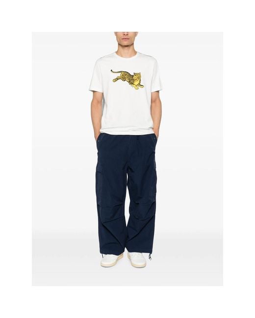 KENZO White Tiger-Print T-Shirt for men