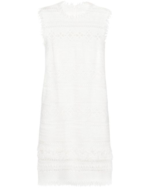 Ermanno Scervino White Open-knit Mini Dress