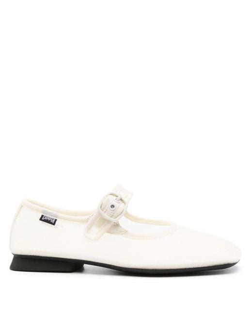 Camper White Casi Myra Mesh Ballerina Shoes