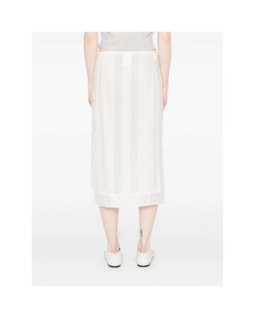 Low Classic White Layered Midi Skirt