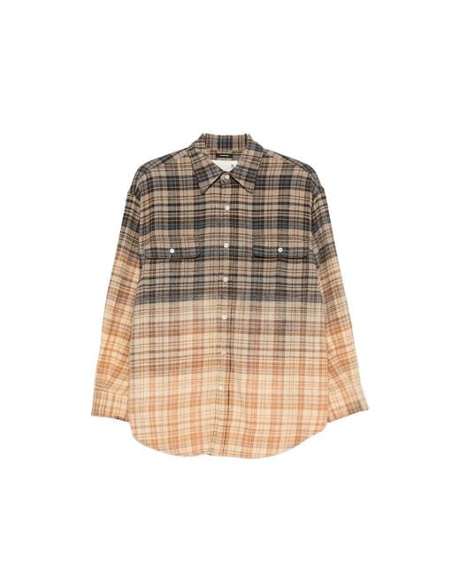 R13 Natural Long-Sleeve Checked Shirt