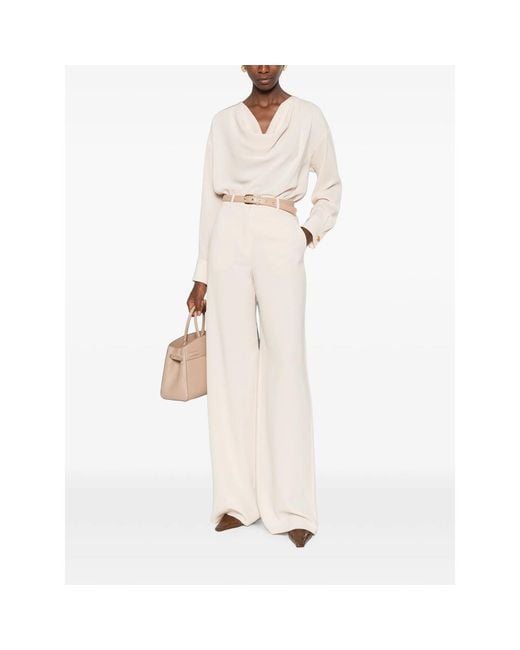 Max Mara Natural Cowl-Neck Silk Blouse
