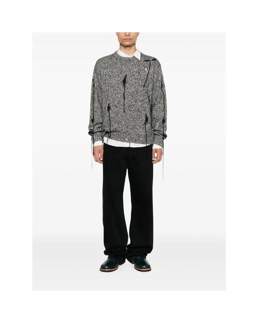 Atomo Factory Gray Distressed Marl-Knit Sweater for men