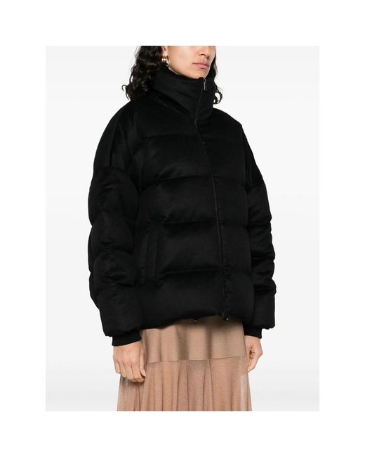 Soft Goat Black High-Neck Puffer Jacket