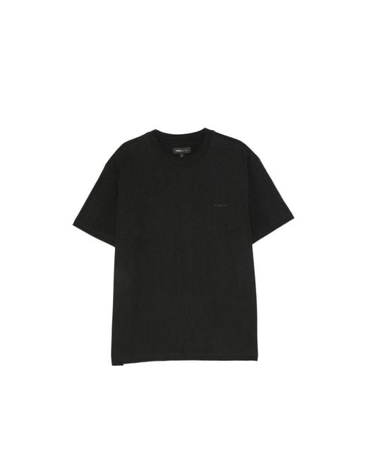 Purple Brand Black Logo-Print Crew-Neck T-Shirt for men