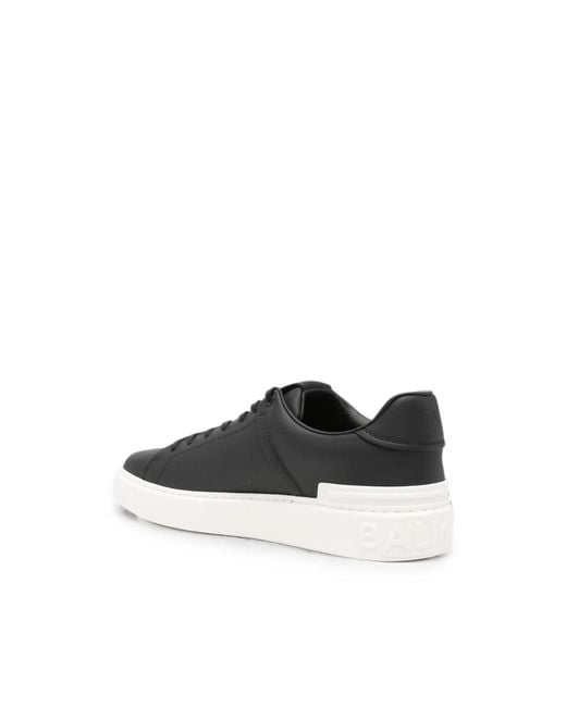Balmain Black Logo-Embossed Lace-Up Sneakers for men