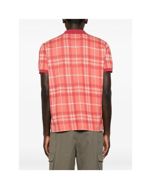 Vivienne Westwood Pink Check-Pattern Orb-Embroidered Polo Shirt for men