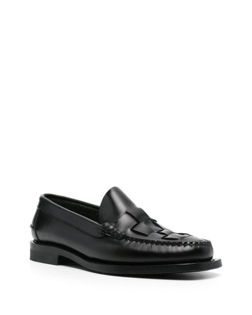 Hereu Black Nombela Interwoven Leather Loafers for men