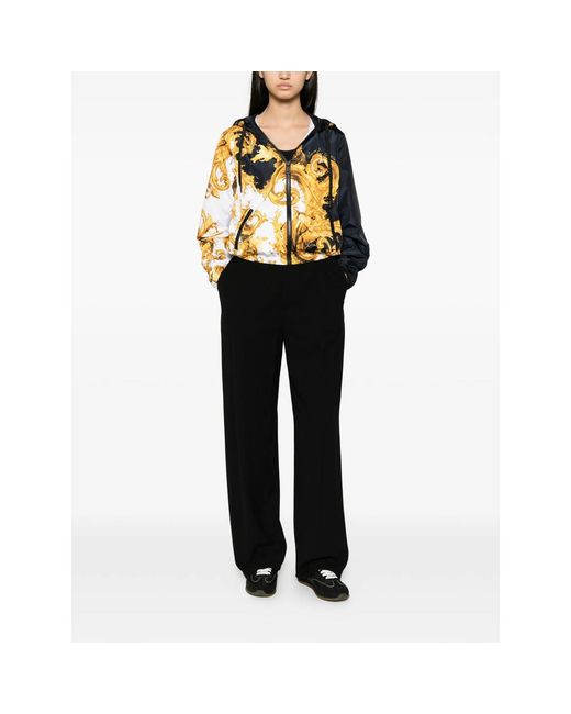 Versace Jeans Couture Metallic Baroque-Print Hooded Jacket