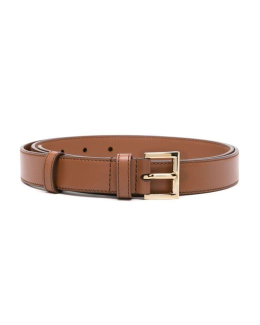 Prada Brown Logo Plaque Leather Belt