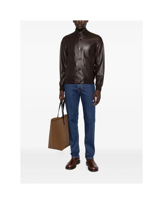KIRED Black Buttoned Leather Jacket for men
