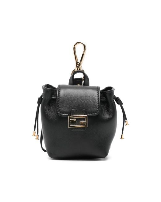 Fendi Black Logo-Plaque Bag Charm
