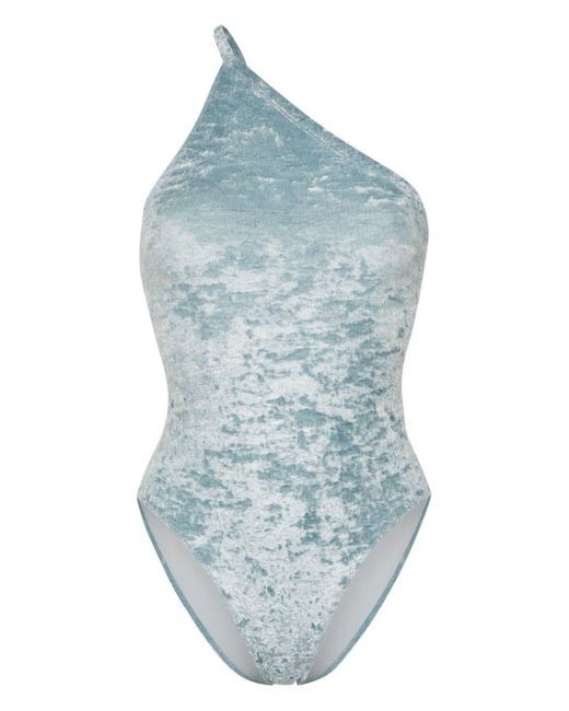 Filippa K Blue Crushed-velvet Swimsuit