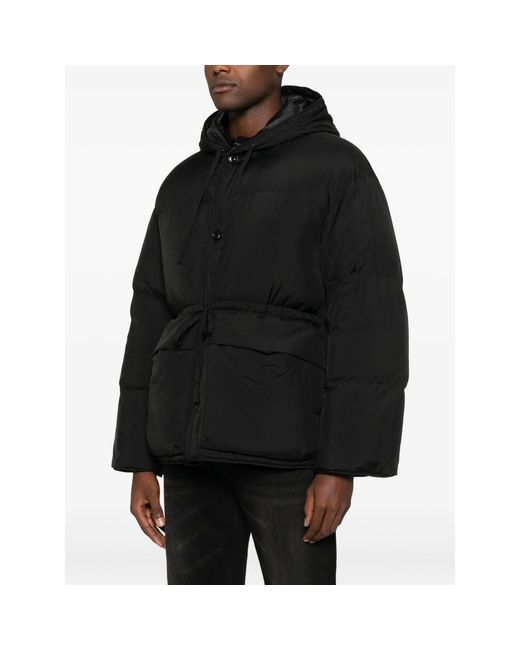 TONYWACK Black Hooded Padded Coat for men