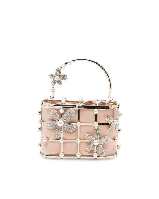Rosantica Pink Holli Delia Crystal-Embellished Floral-Motif Tote Bag