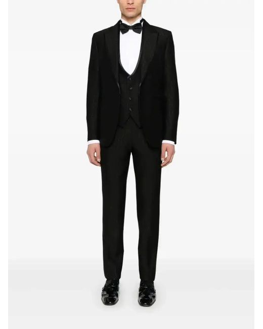 Reveres 1949 Black Pinstriped Three-Piece Suit for men