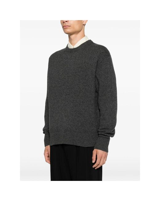 Diana Studio Black Ribbed-Trim Crew-Neck Sweater for men