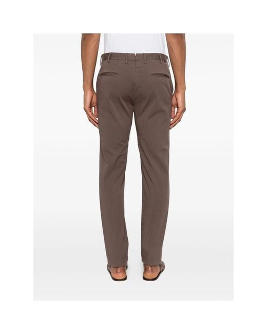Incotex Brown Belt-Loop Trousers for men