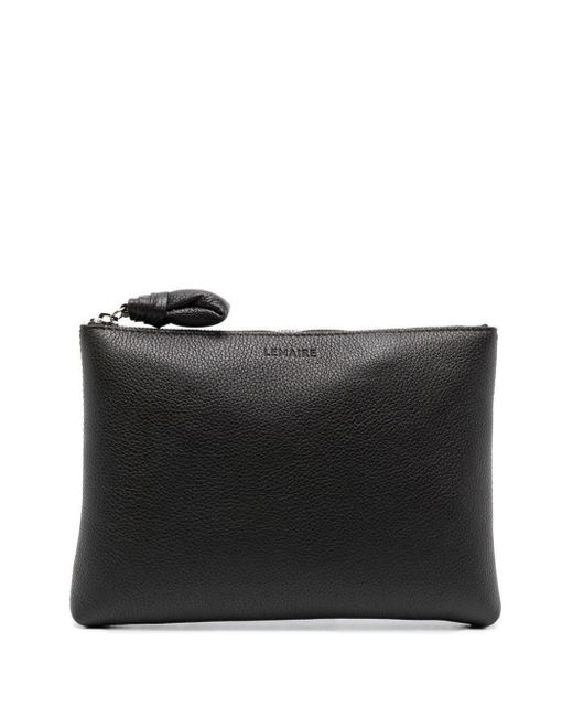 Lemaire Black Pebbled Leather Clutch Bag