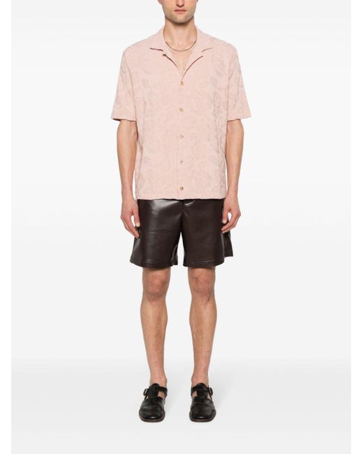 Roberto Collina Pink Patterned-Jacquard Cotton Shirt for men