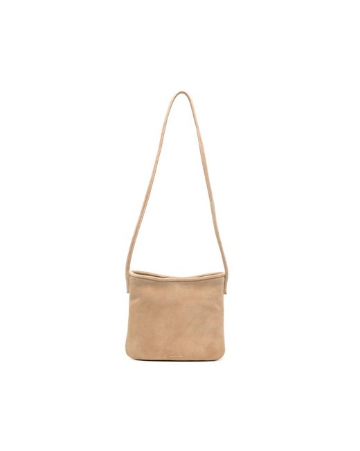 MANU Atelier White Suede Shoulder Bag