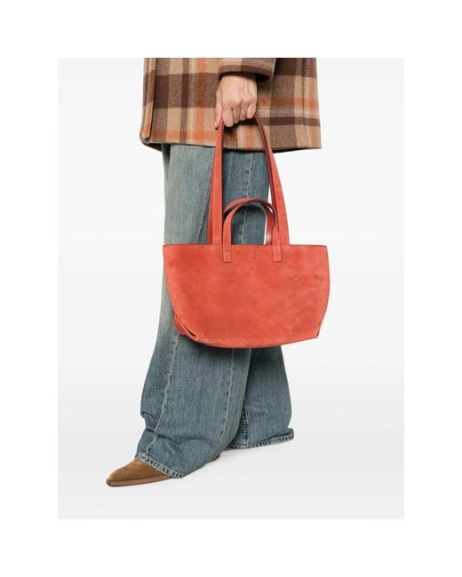 A.P.C. Red A. P.C. Suede Tote Bag