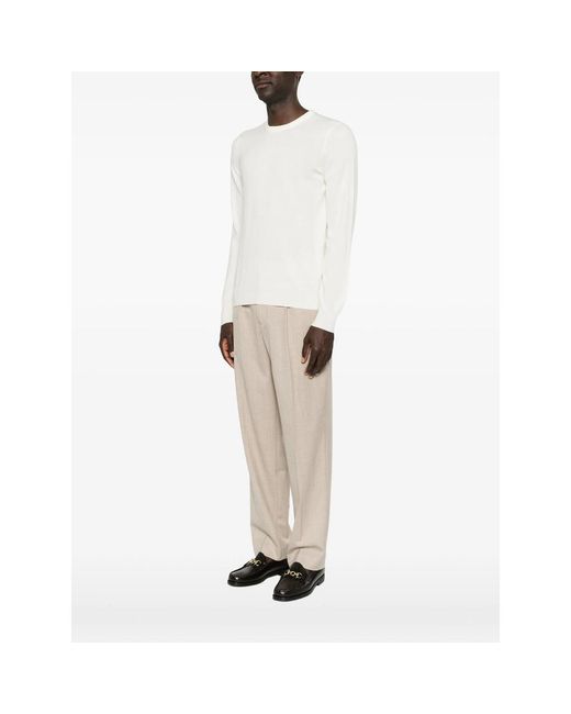 Fileria White Fine-Knit Long-Sleeve Knit for men