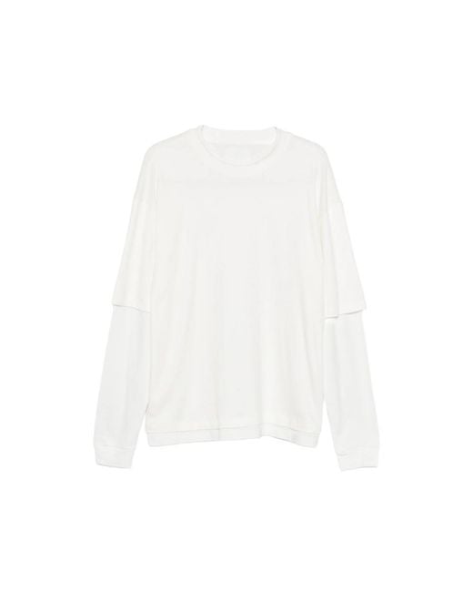 Woc White Layered-Sleeve Crew-Neck T-Shirt for men
