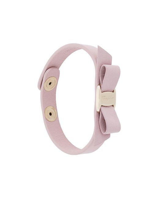 Ferragamo Pink Vara Bow Leather Bracelet