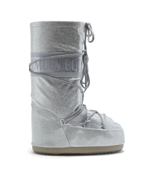 Moonboot Gray Icon Glitter Snow Boots