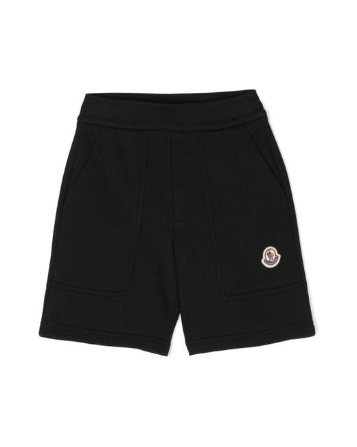 Moncler Black Appliqué-Logo Cotton Shorts
