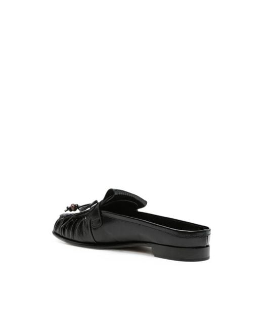 Fendi Black O'Lock Fringed Mules