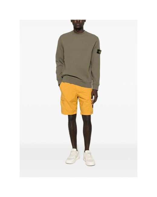 Stone Island Green Waffle-Knit Patch Sweatshirt for men