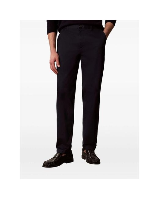 Calvin Klein Blue Straight-Leg Chino Trousers for men