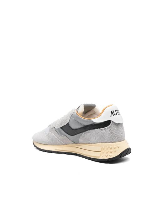 Autry White Reelwind Low "Sand Cracked Leather And Nylon" Sneakers for men