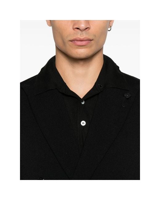 Lardini Black Double-Breasted Wool Jacket for men