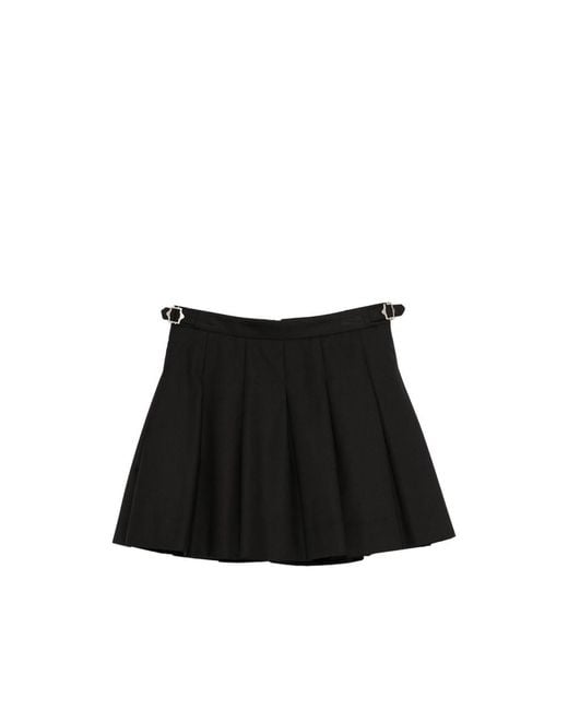 DUNST Black Buckle Pleated Mini Skirt