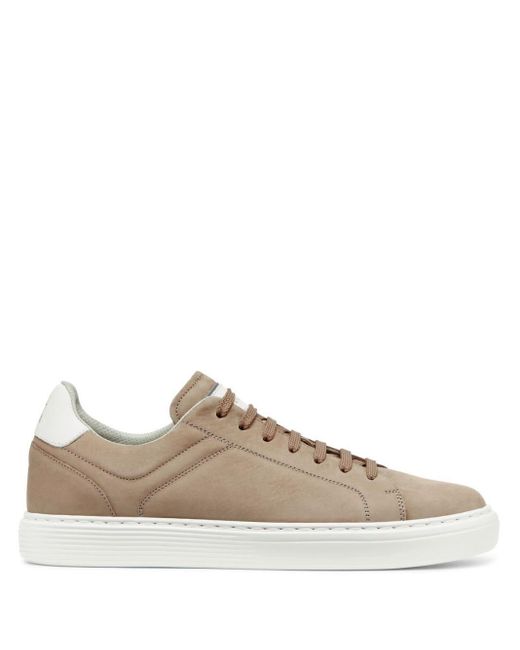 Brunello Cucinelli Brown Suede Lace-Up Sneakers for men