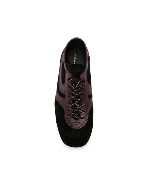 Dries Van Noten Black Lace-Up Leather Sneakers for men