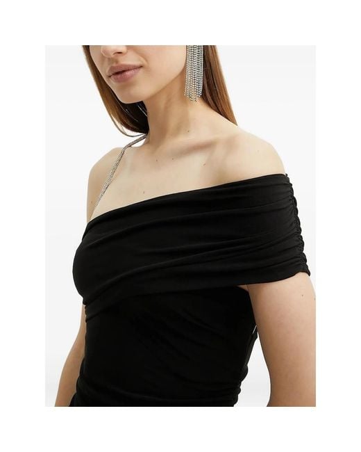 Hervé Léger Black Olivia Crystal-Embellished One-Shoulder Maxi Dress