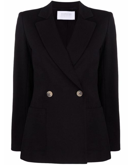 Harris Wharf London Black Notched-Lapel Double-Breasted Jacket