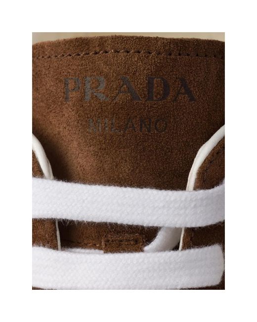Prada Brown Suede Leather Sneakers